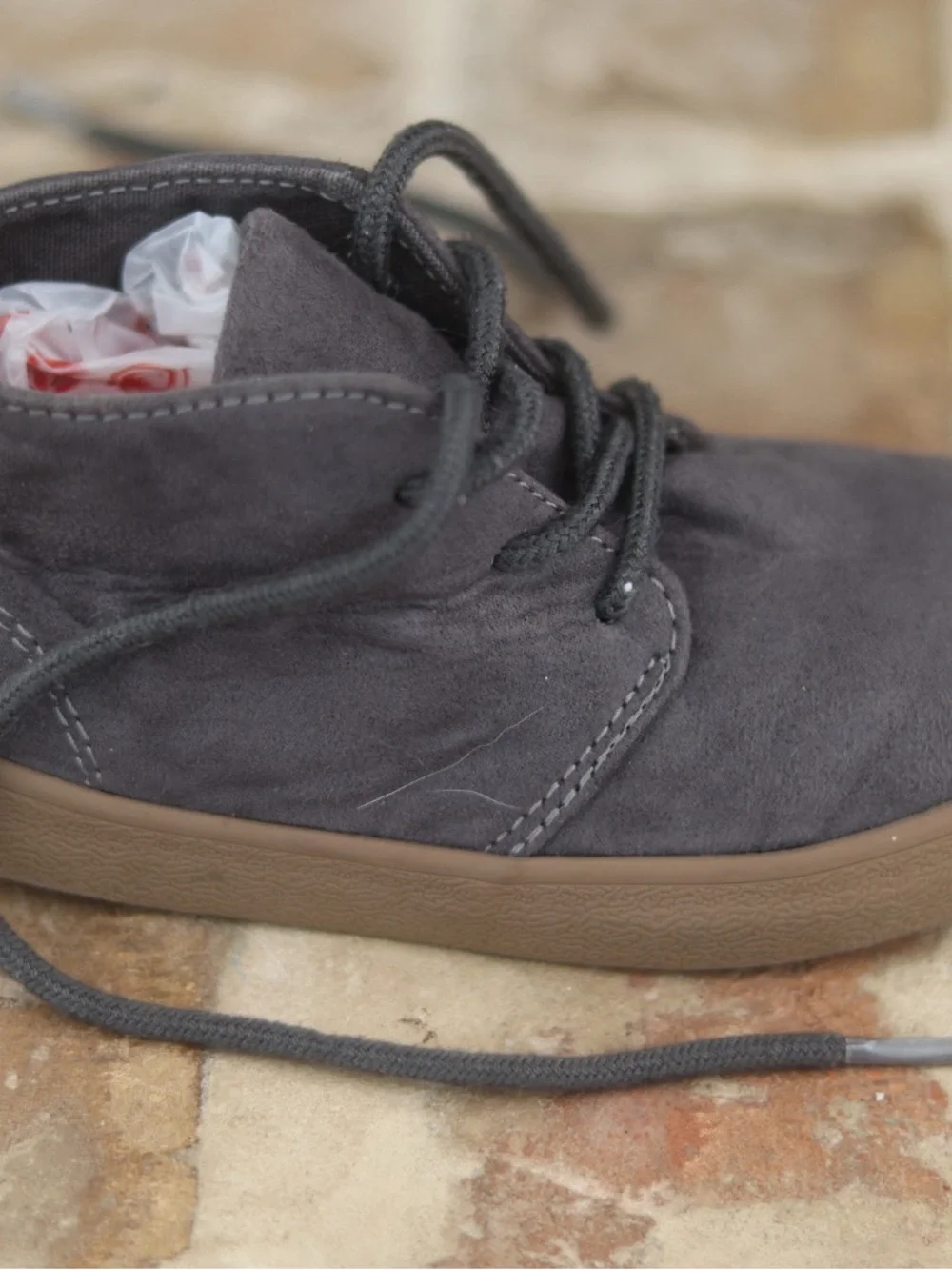 GAP Kids Charcoal Suede Lace-Up Shoes with Tan Outsole